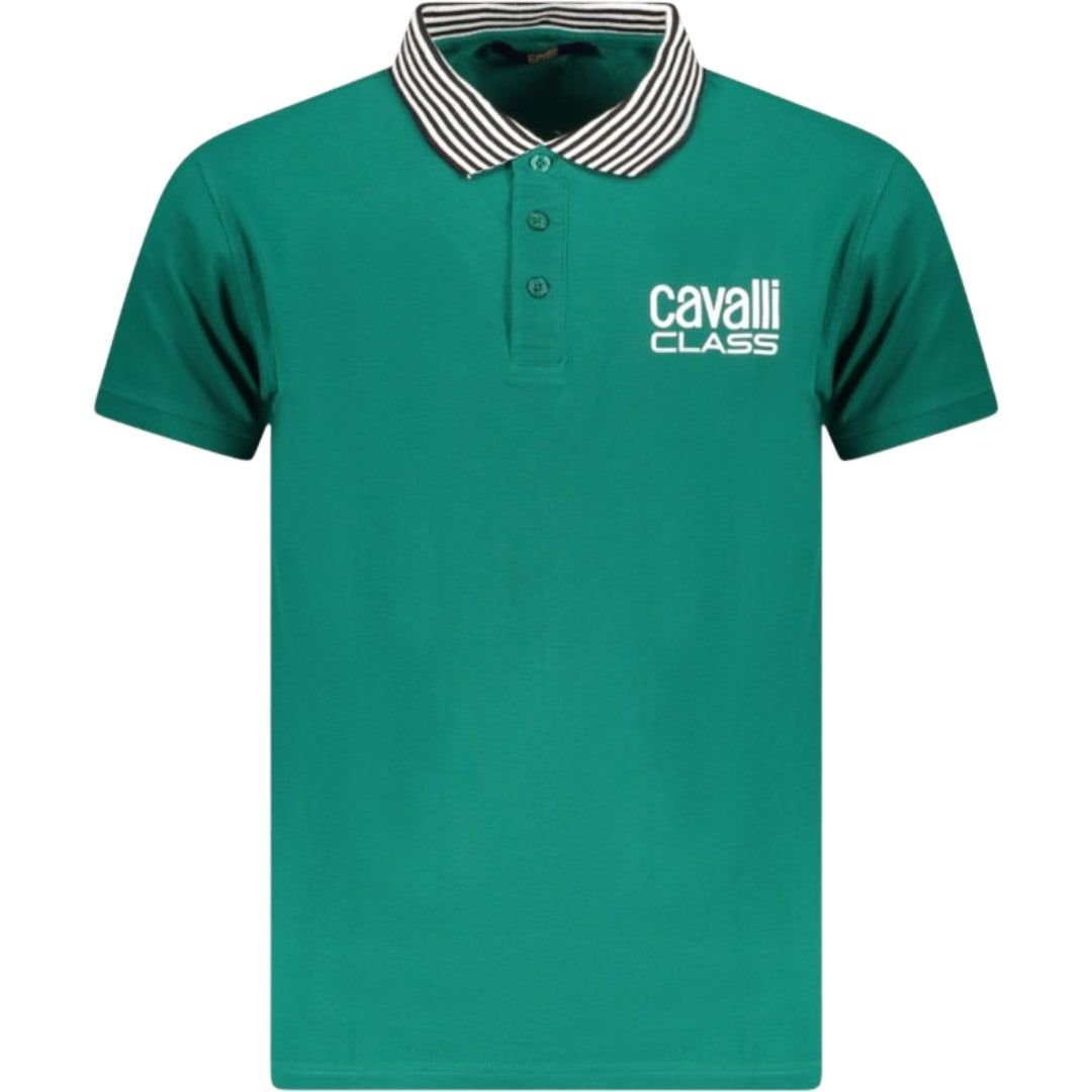 Cavalli Class Cavalli Class Men's Striped Collar Green Ottanio Polo Shirt - 2