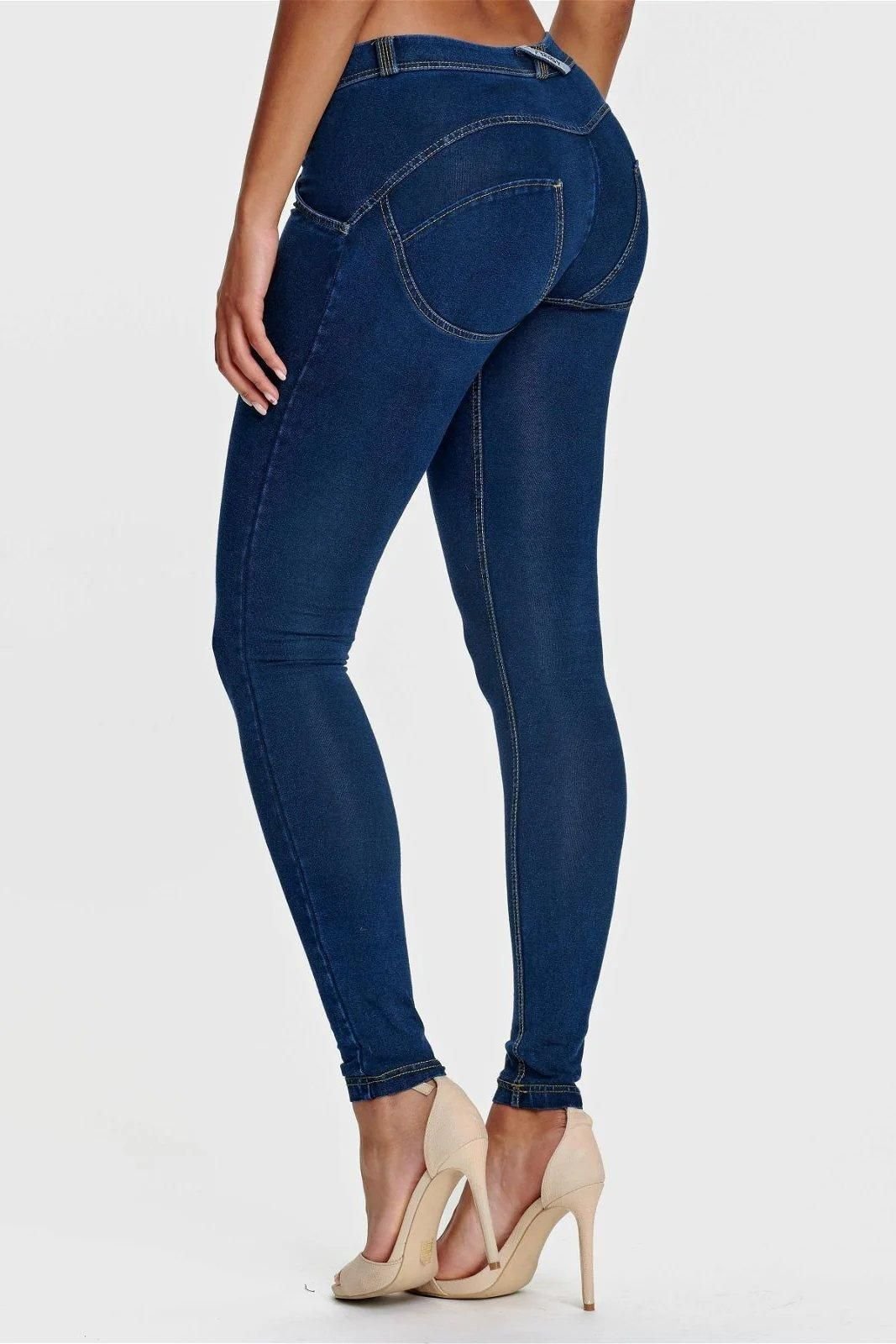 Freddy Freddy Women's WR.UP Denim Mid Rise Full Length Jeans in Dark Blue - 2