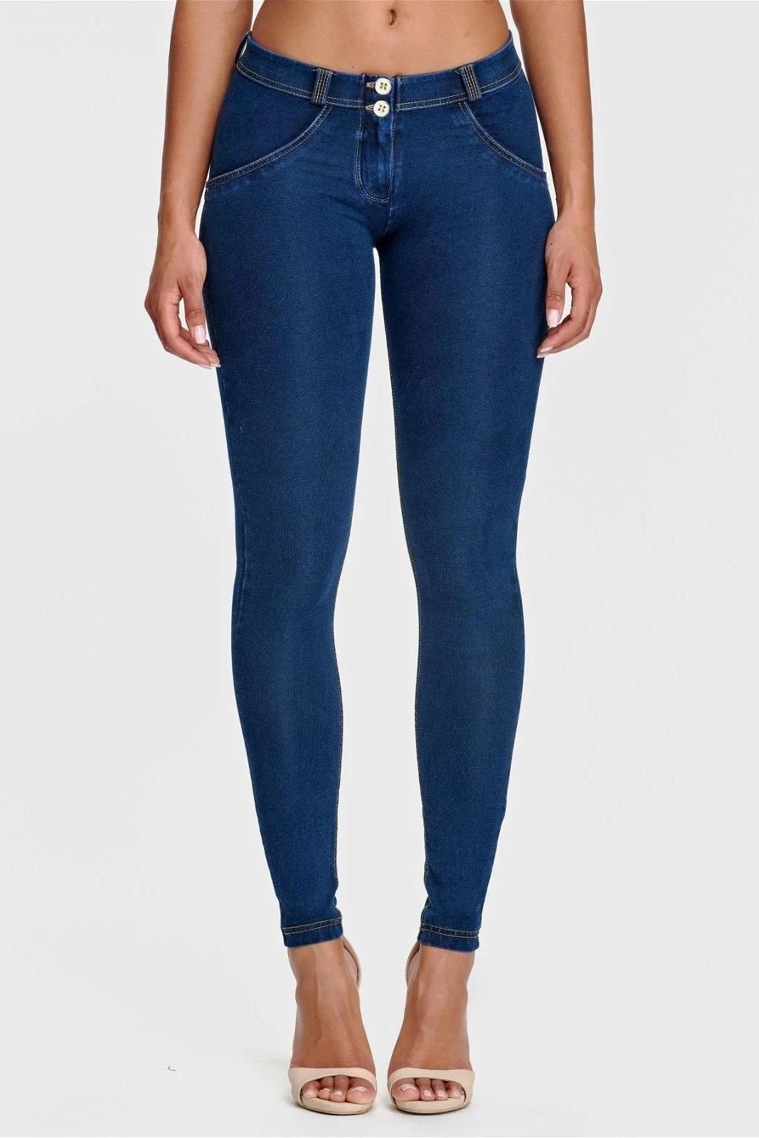 Freddy Freddy Women's WR.UP Denim Mid Rise Full Length Jeans in Dark Blue - 4