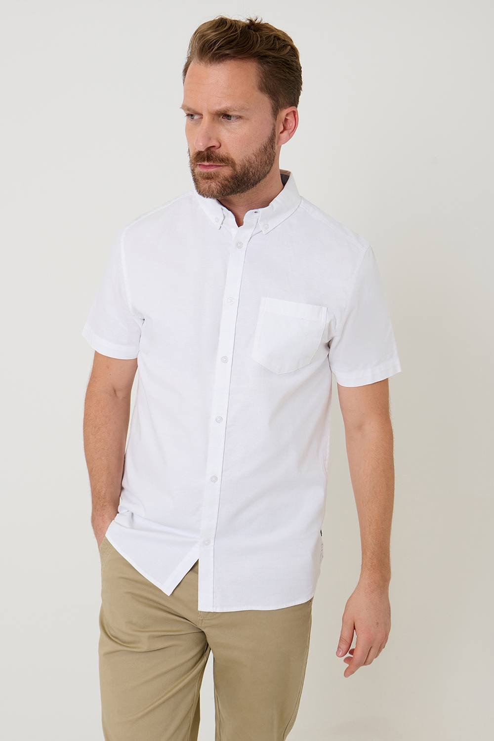 Saltwell Saltwell Men's Short Sleeve Oxford Shirt in White - 2