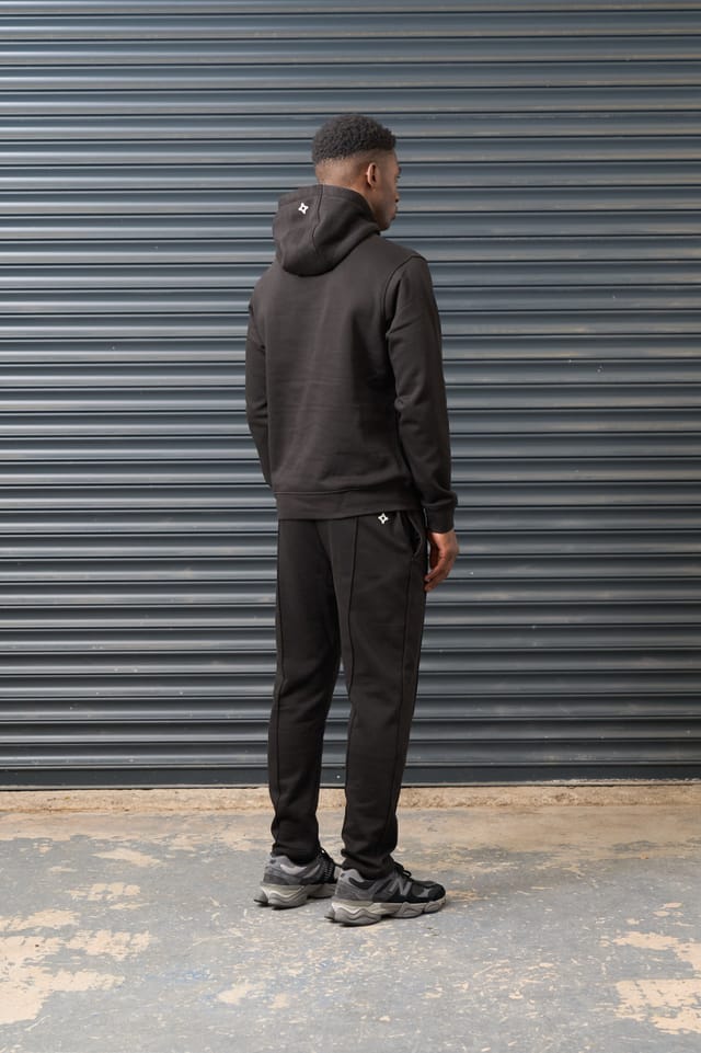 Archive Design Studios Archive Design Studios Archive Men's Joro Hoodie - Brushed Back Fleece with Rubber Sleeve Badge in Black - 2
