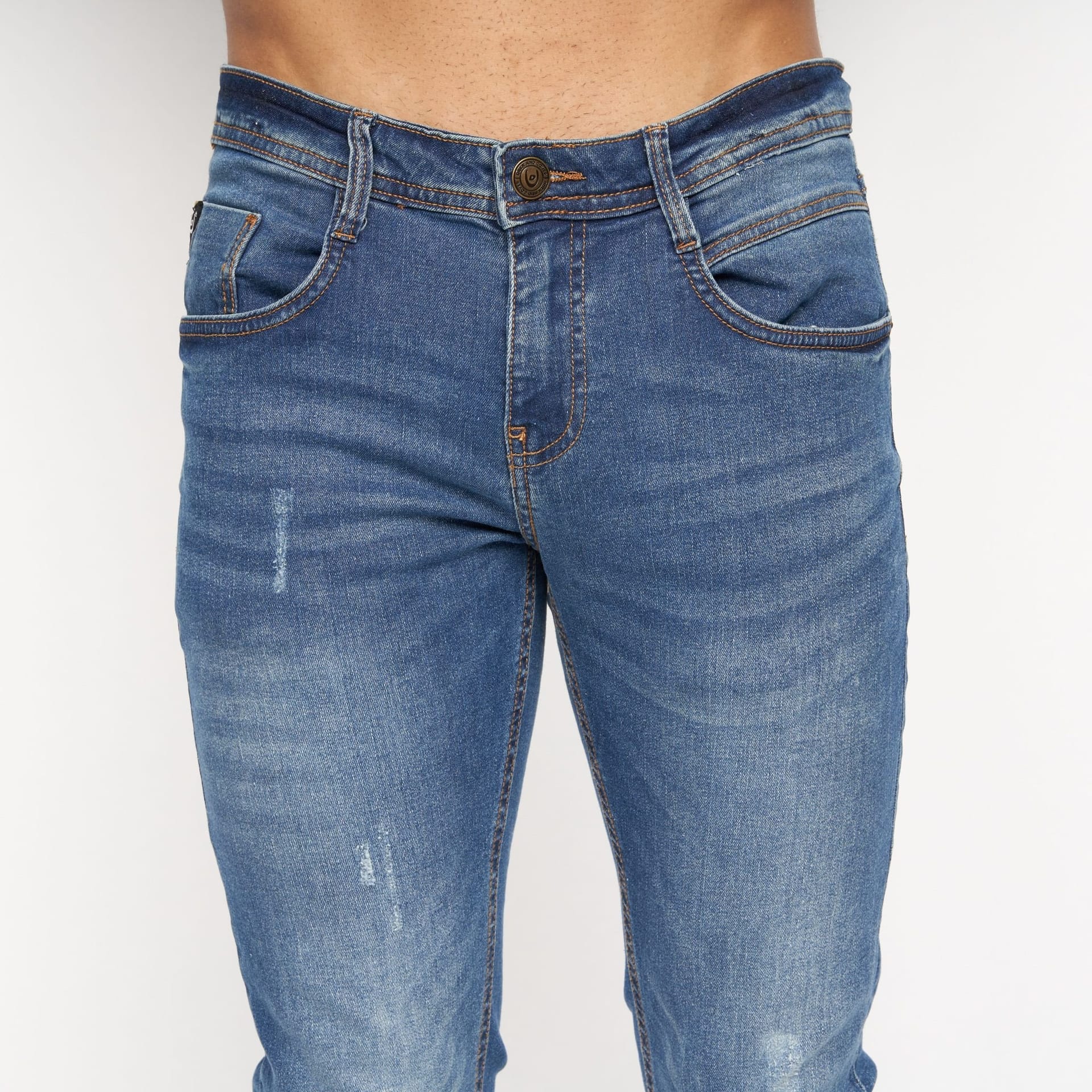 Duck&Cover Duck&Cover Tranfold Men's Slim-Fit Distressed Denim Jeans in Mid Blue - 4