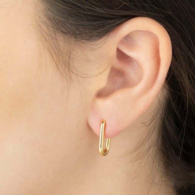 Gold Trip Gold Trip Women's Two Tone Convertible Oval Hoop Earrings - 3