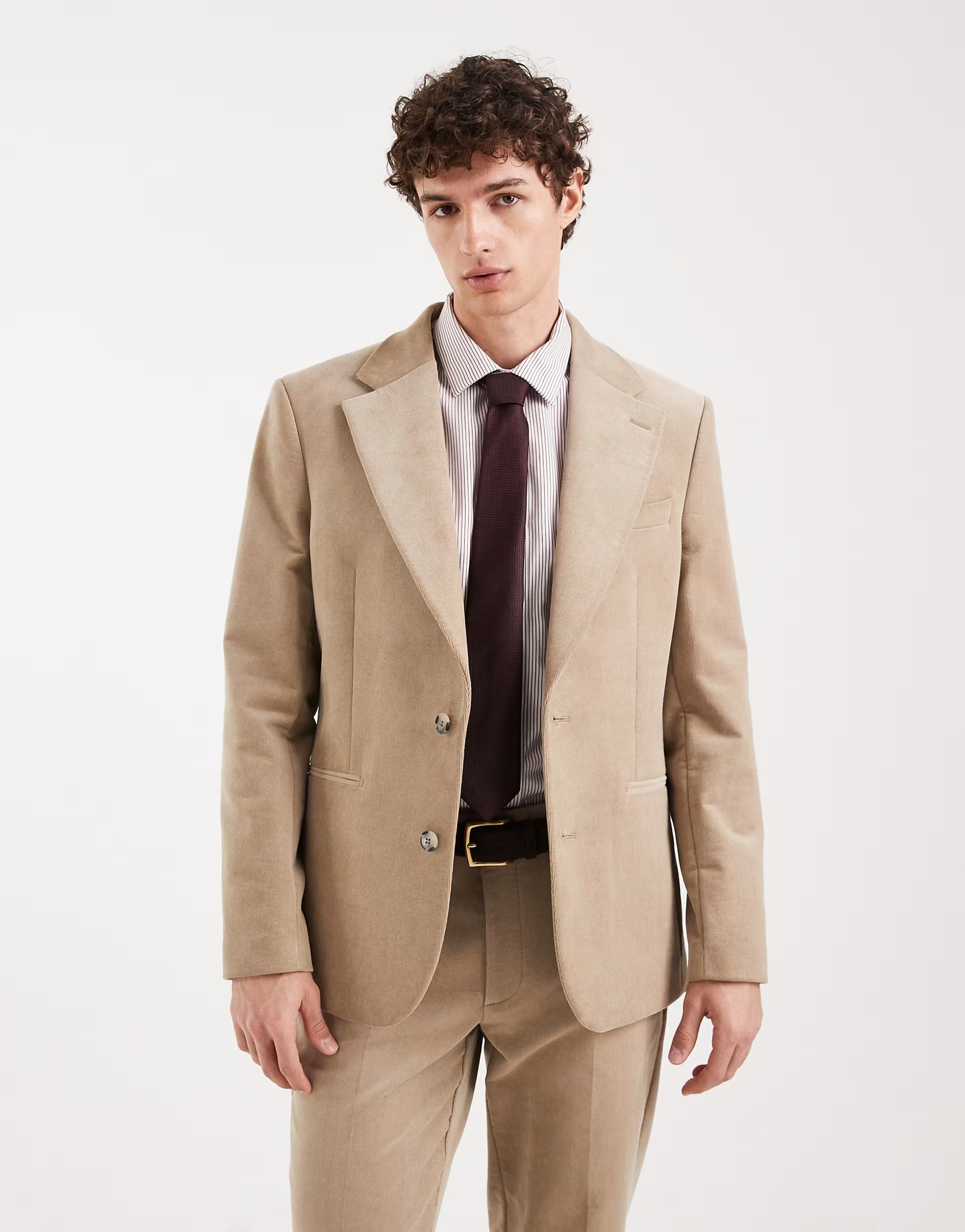 ASOS ASOS DESIGN slim suit jacket in beige corduroy - 1