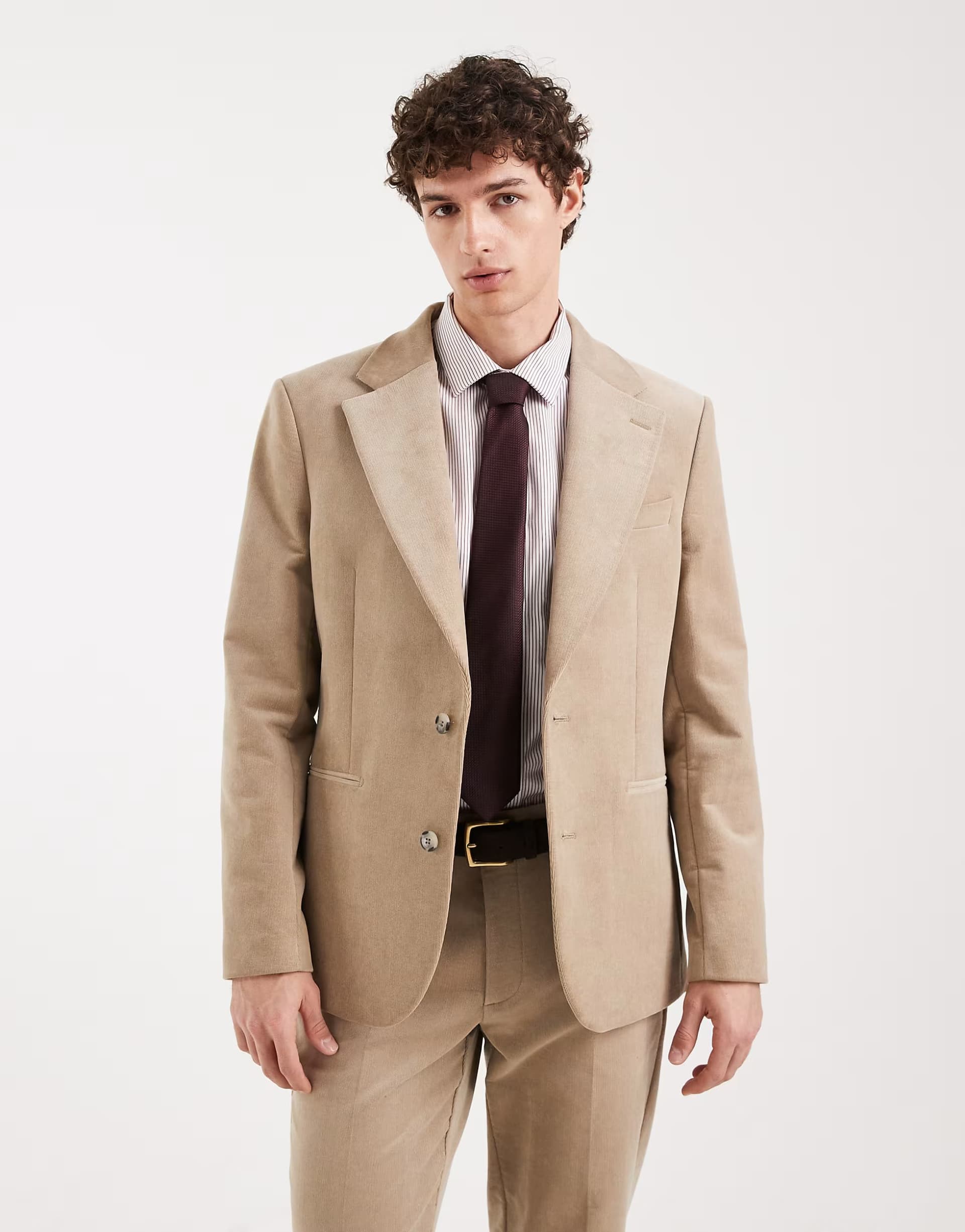 ASOS ASOS DESIGN slim suit jacket in beige corduroy