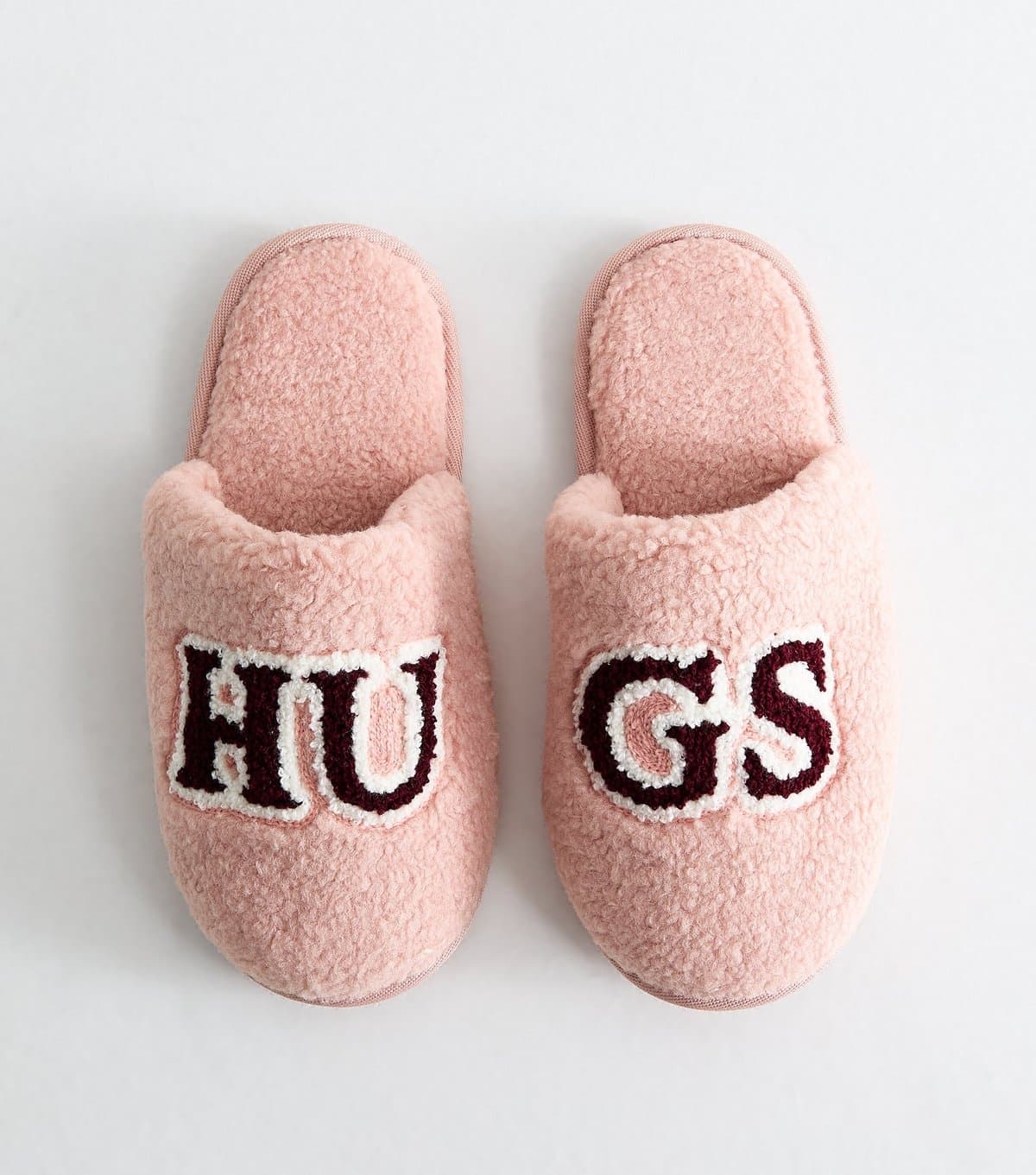 New Look New Look Pink Borg Hugs Logo Mule Slippers