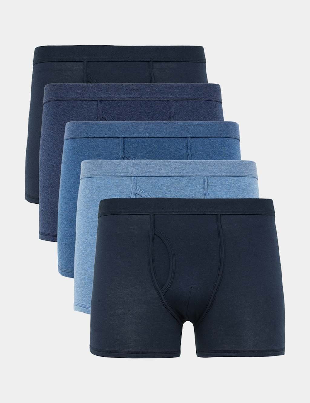 Marks & Spencer M&S 5 Pack Cotton Stretch Cool & Fresh™ Marl Trunks Navy Mix
