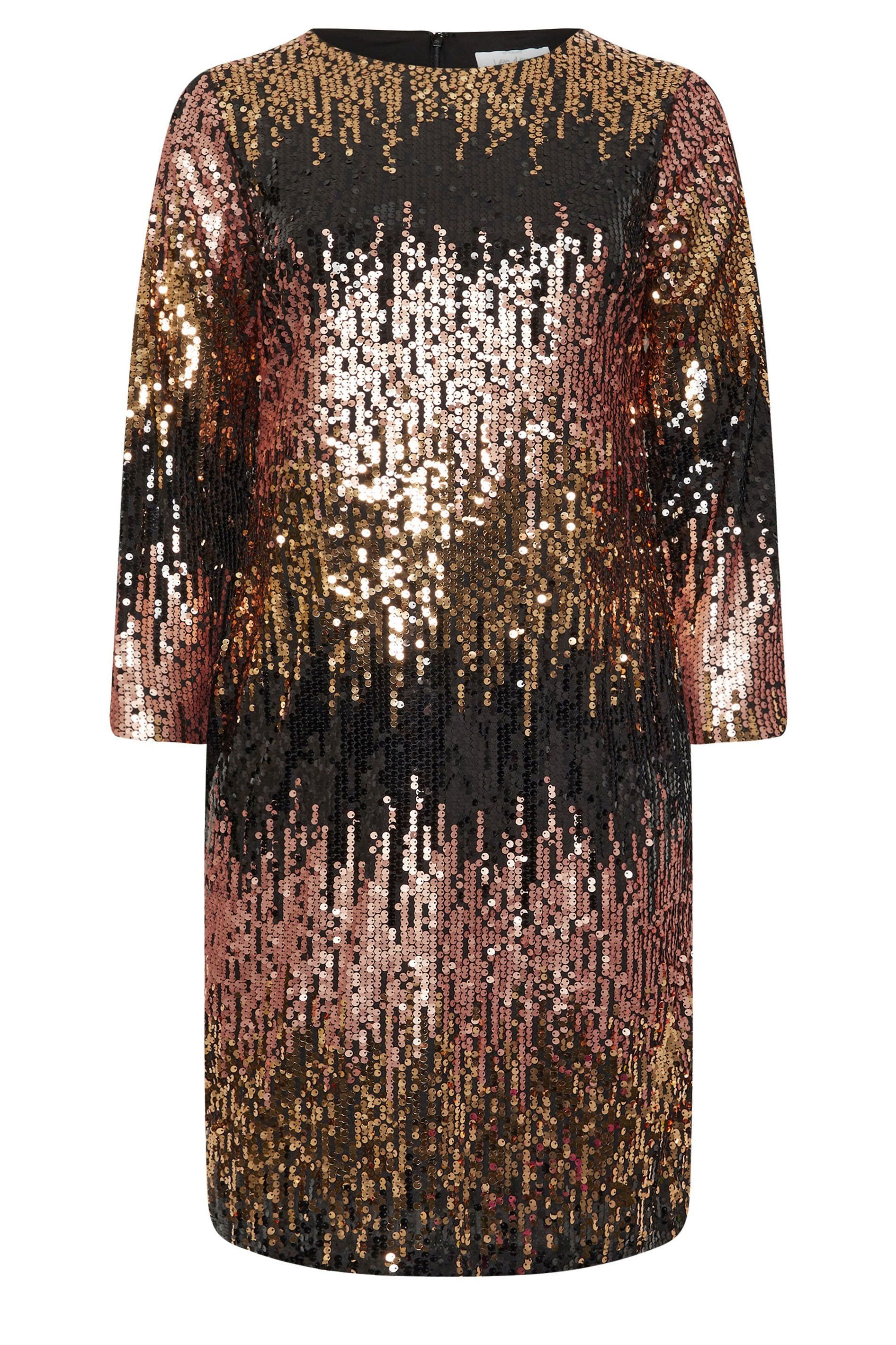 Yours Yours Women's Ombre Sequin Shift Dress in Gold - 2