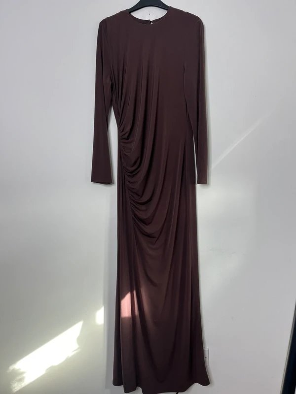 ASOS ASOS Brown Ruched Maxi Dress Size 10 - 1
