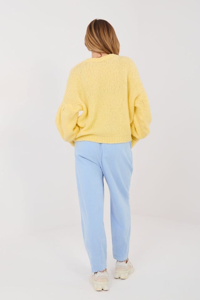 Love Lace Love Lace Women's Italian Corduroy Carrot Pants with Belt in Blue - 2