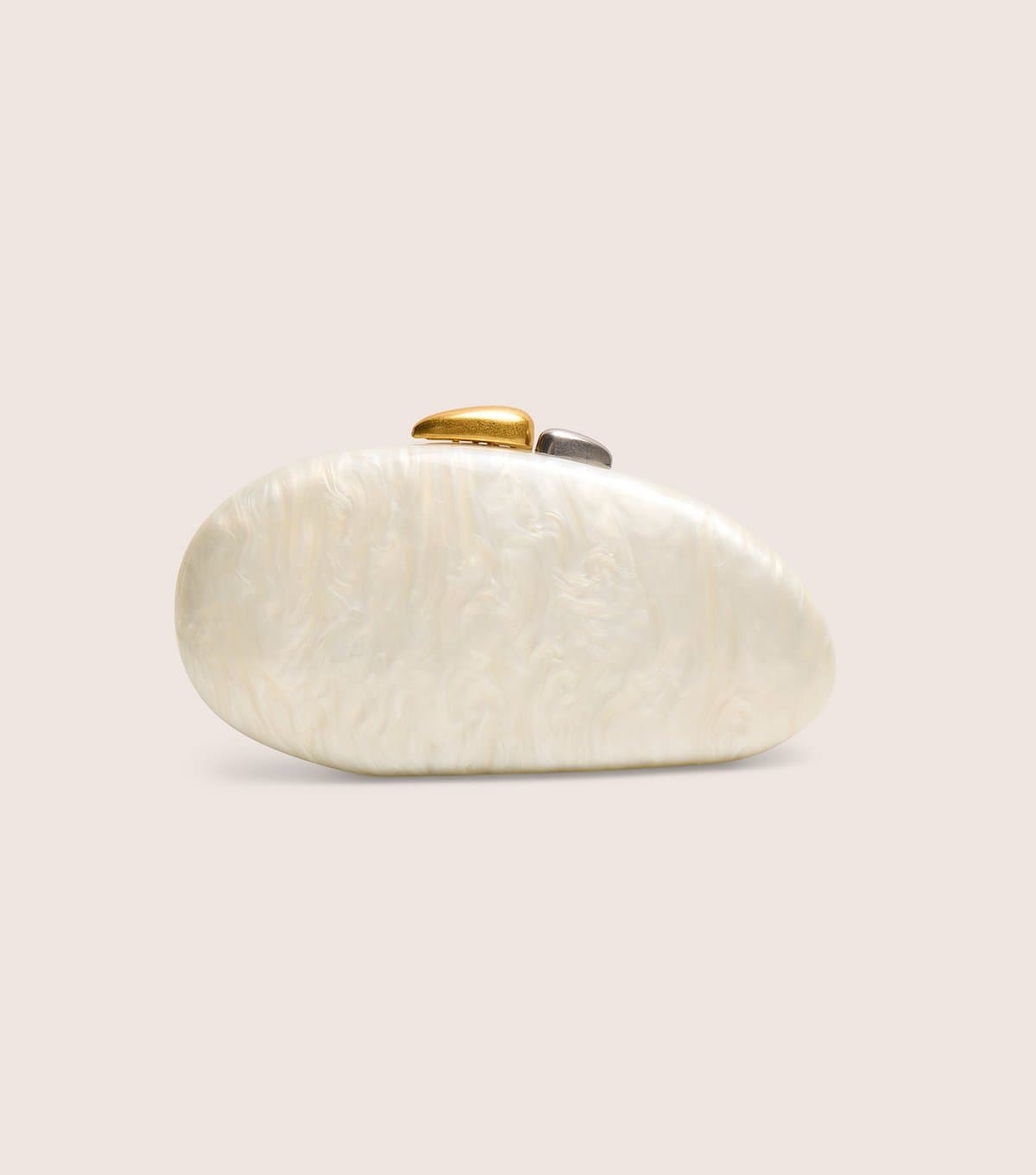 Public Desire Public Desire Off White Pearlised Hard Shell Clutch Bag