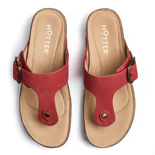 Hotter Hotter Women's 'Resort' Toe-Post Sandals in Light Red - 3