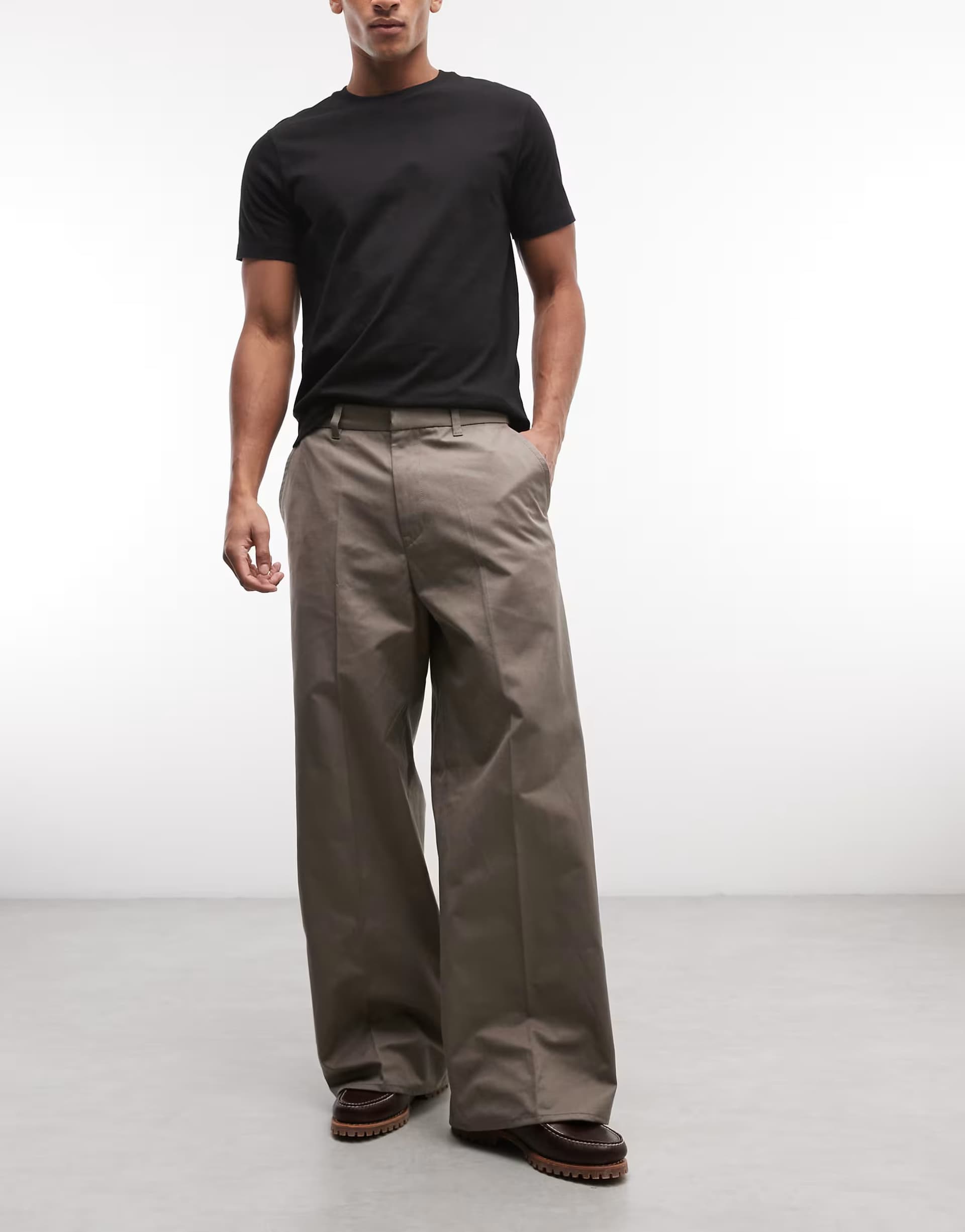 ASOS Weekday loose fit chino trousers in mole