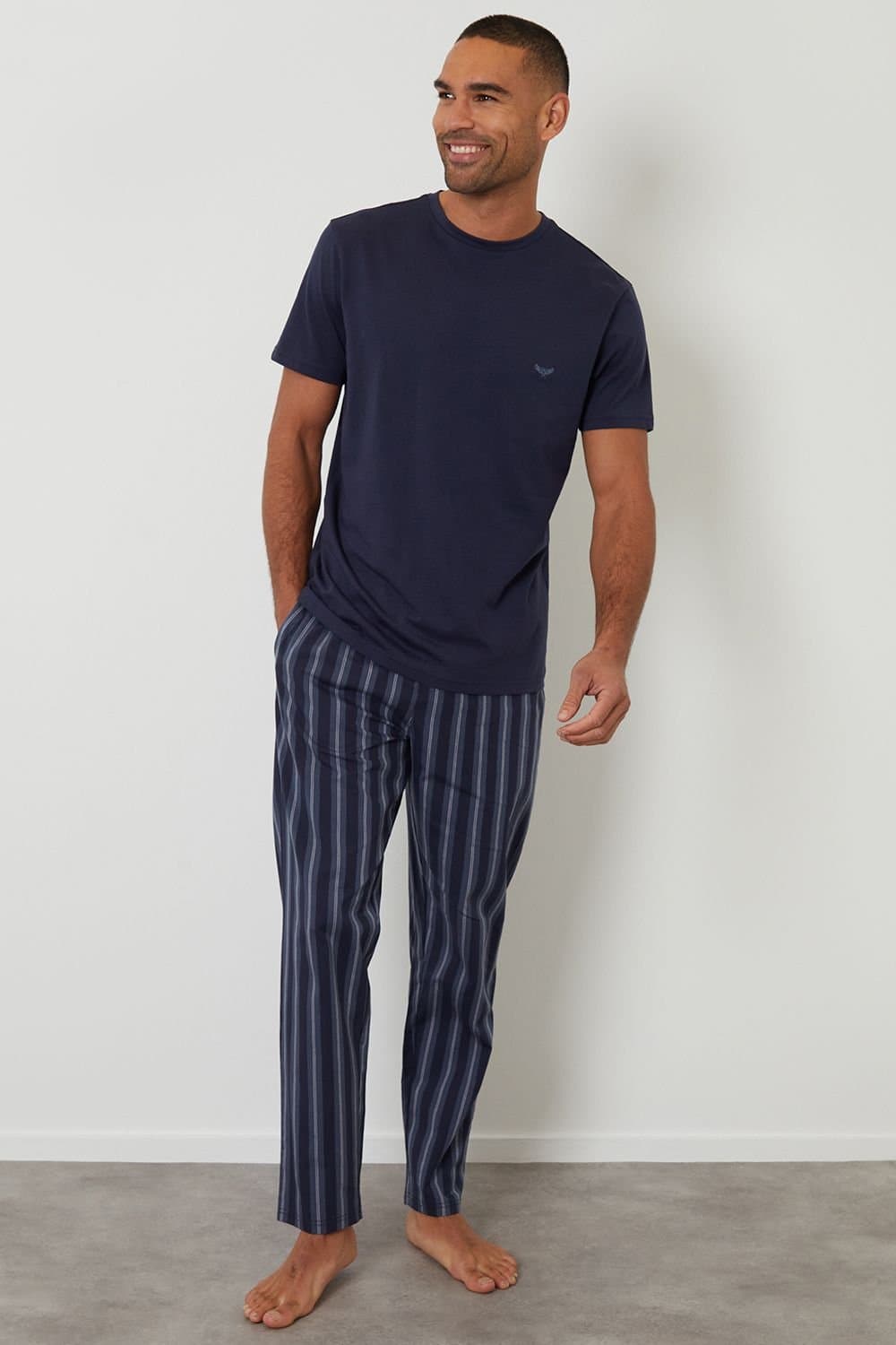 Threadbare threadbare Men's Stripe Pyjama Set in Navy