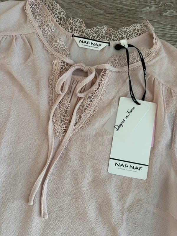 Naf Naf Naf naf Y2K Lace Trim Chiffon Cami Blouse Top Pink Sleeveless Coquette Romantic Fairy Grunge Size L