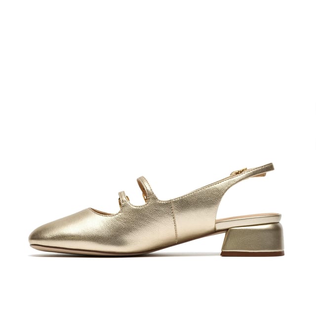 Clarks Clarks Women's Daiss 30 Dazz Gold Leather Mary Jane, Sling Back - 2