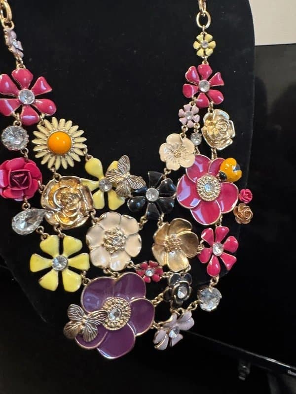 Next Next Multicolour Floral Statement Necklace – Y2K Festival Jewellery