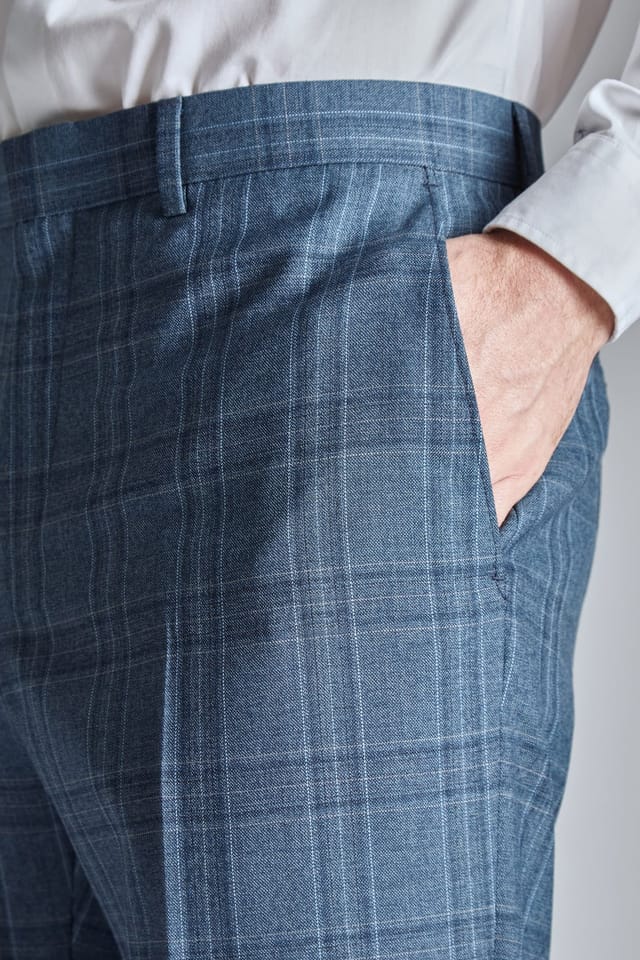 Ted Baker Ted Baker Men's Alder Large Blue Check Trousers - 3