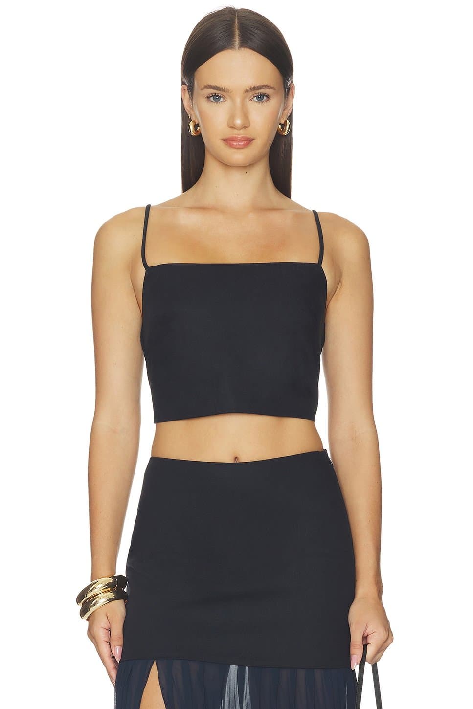 revolve Revolve Navy Square-Neck Crop Top