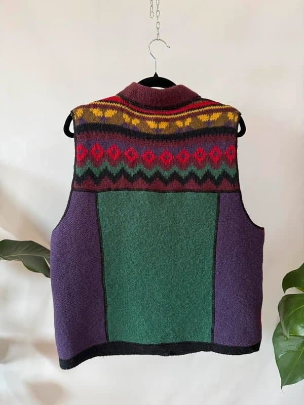 Susan Bristol 90s Vintage Multicoloured Funky Wool Vest