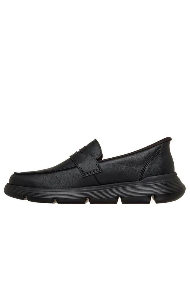 Skechers Skechers Men's Garza Leather Moc-Toe Slip-Ins Penny Loafers Black - 3