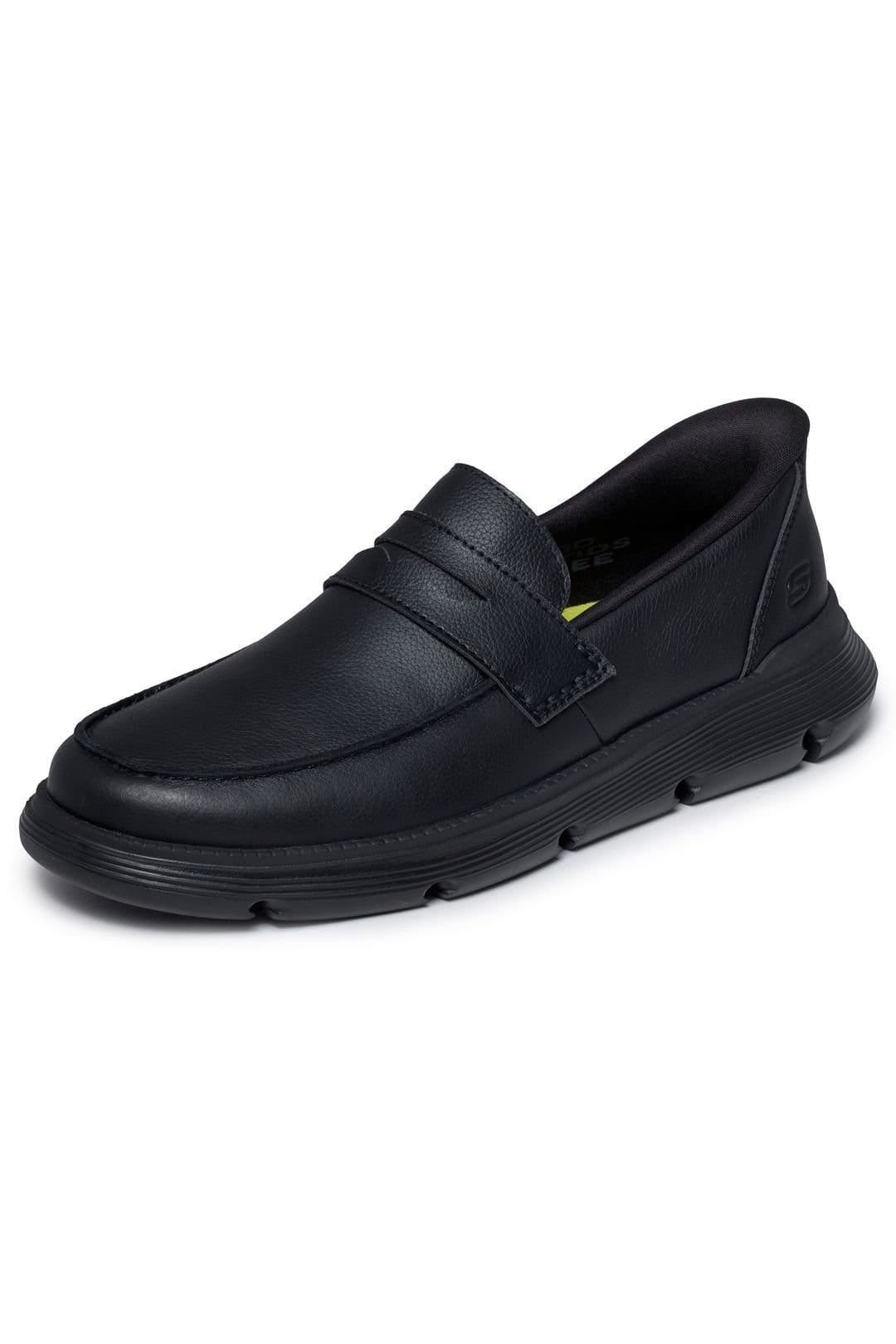 Skechers Skechers Men's Garza Leather Moc-Toe Slip-Ins Penny Loafers Black - 4