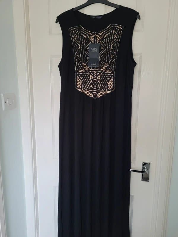 M&S Collection M&S black jersey maxi summer/cruise/party dress size 18