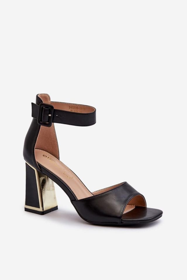 Love Lace Love Lace Women's Elegant Heel Sandals with Adjustable Buckle Strap for Comfort in Black - 2