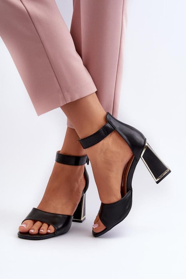 Love Lace Love Lace Women's Elegant Heel Sandals with Adjustable Buckle Strap for Comfort in Black - 3