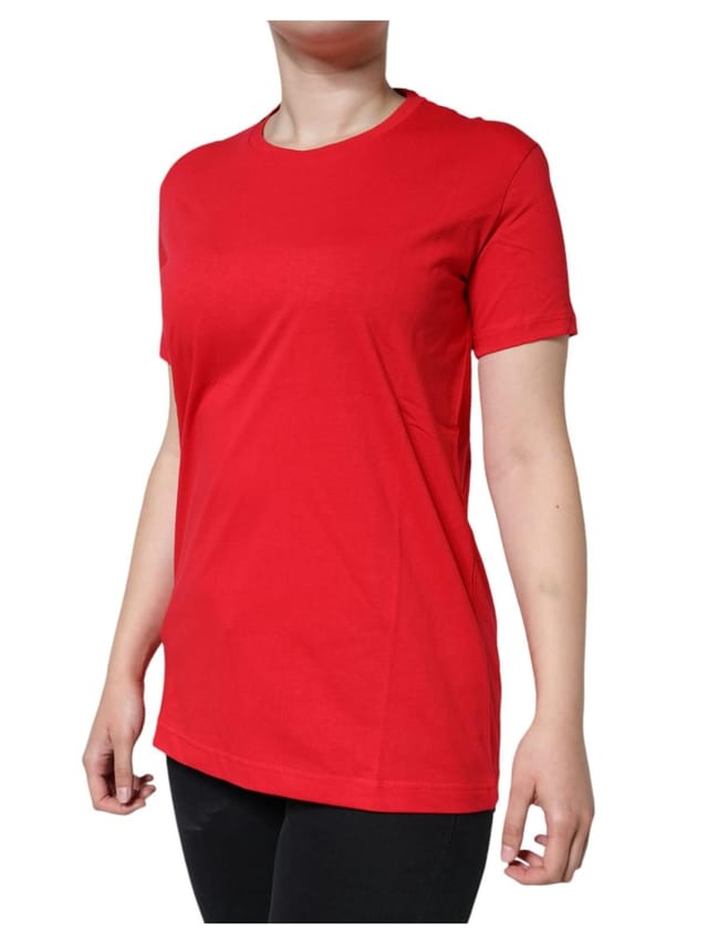 Dolce & Gabbana Dolce & Gabbana Women's Red Cotton Crew Neck Short Sleeve Tee T-shirt - 2