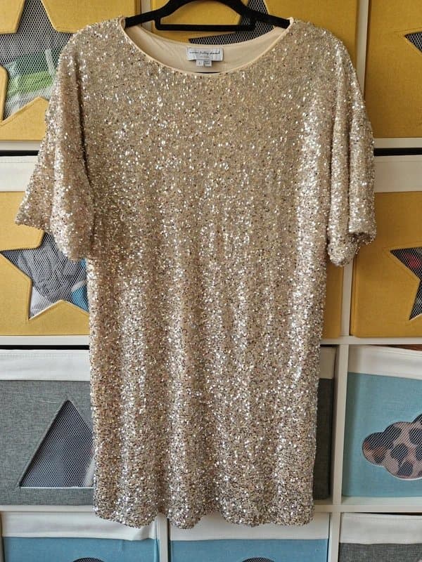 Never Fully Dressed Never fully dressed Silver Sequin Mini Tshirt Dress size L (14-16)
