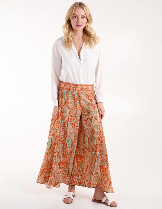 Blue Vanilla Embellished Waist Wide Leg Trousers - 2