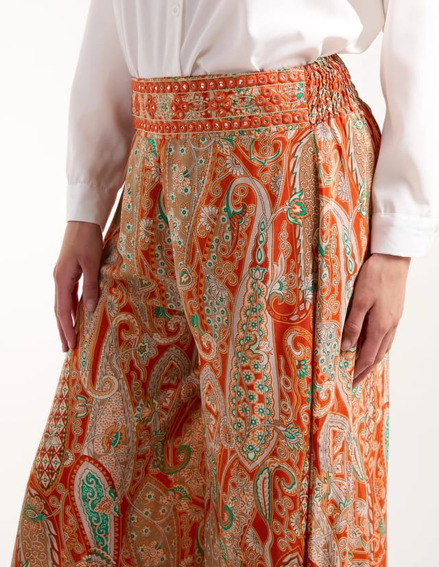 Blue Vanilla Embellished Waist Wide Leg Trousers - 3