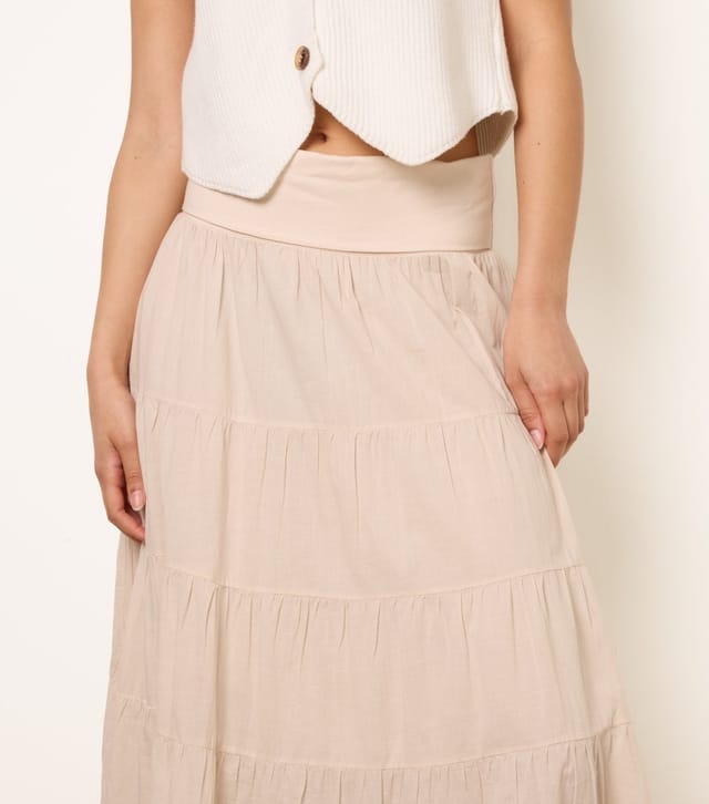 Blue Vanilla Women's Stone Jersey Waistband Tiered Skirt Blue Vanilla New Look - 3