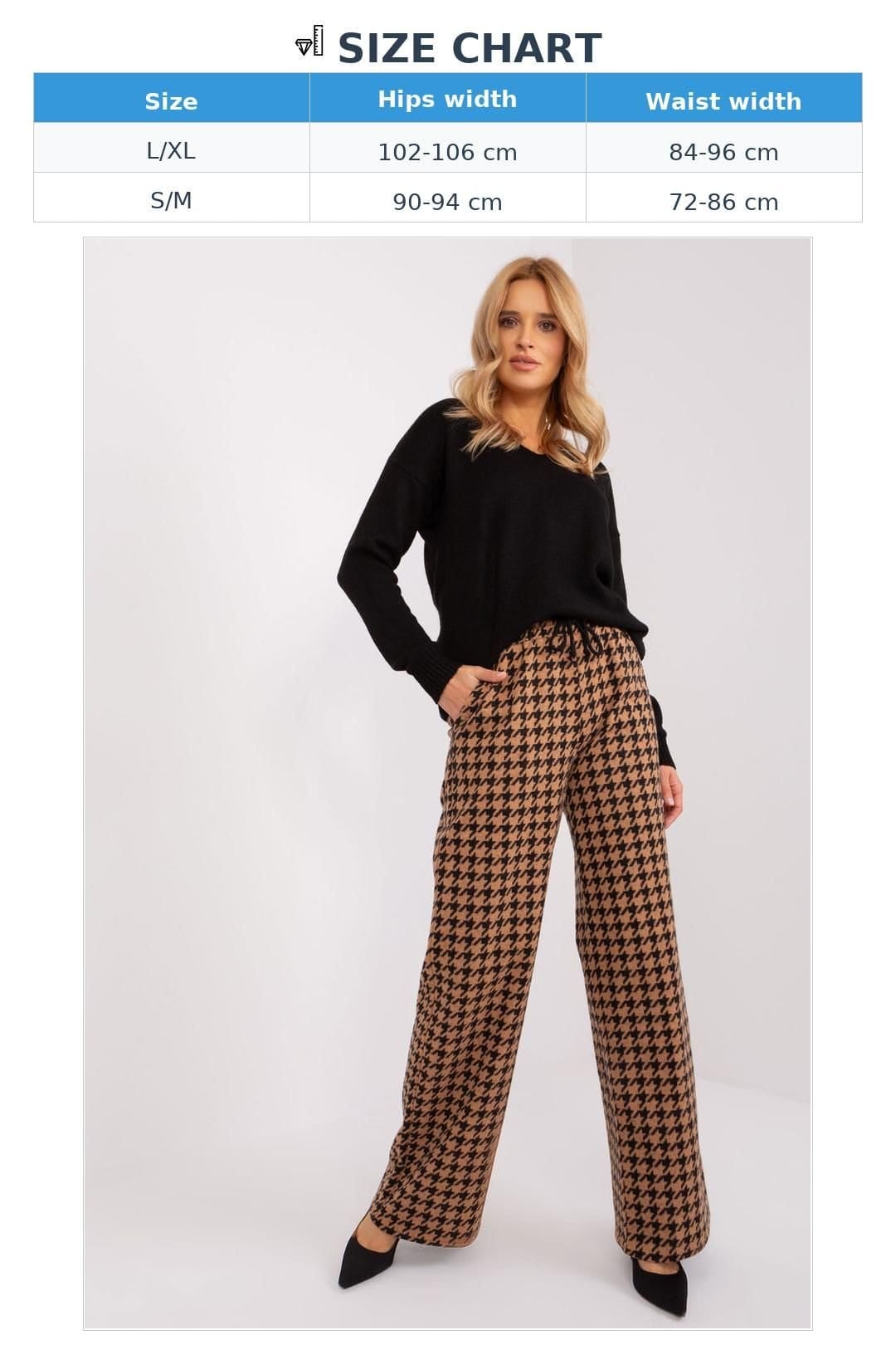 Love Lace Love Lace Women's Casual High Waisted Pepite Wide Leg Trousers in Brown - 4
