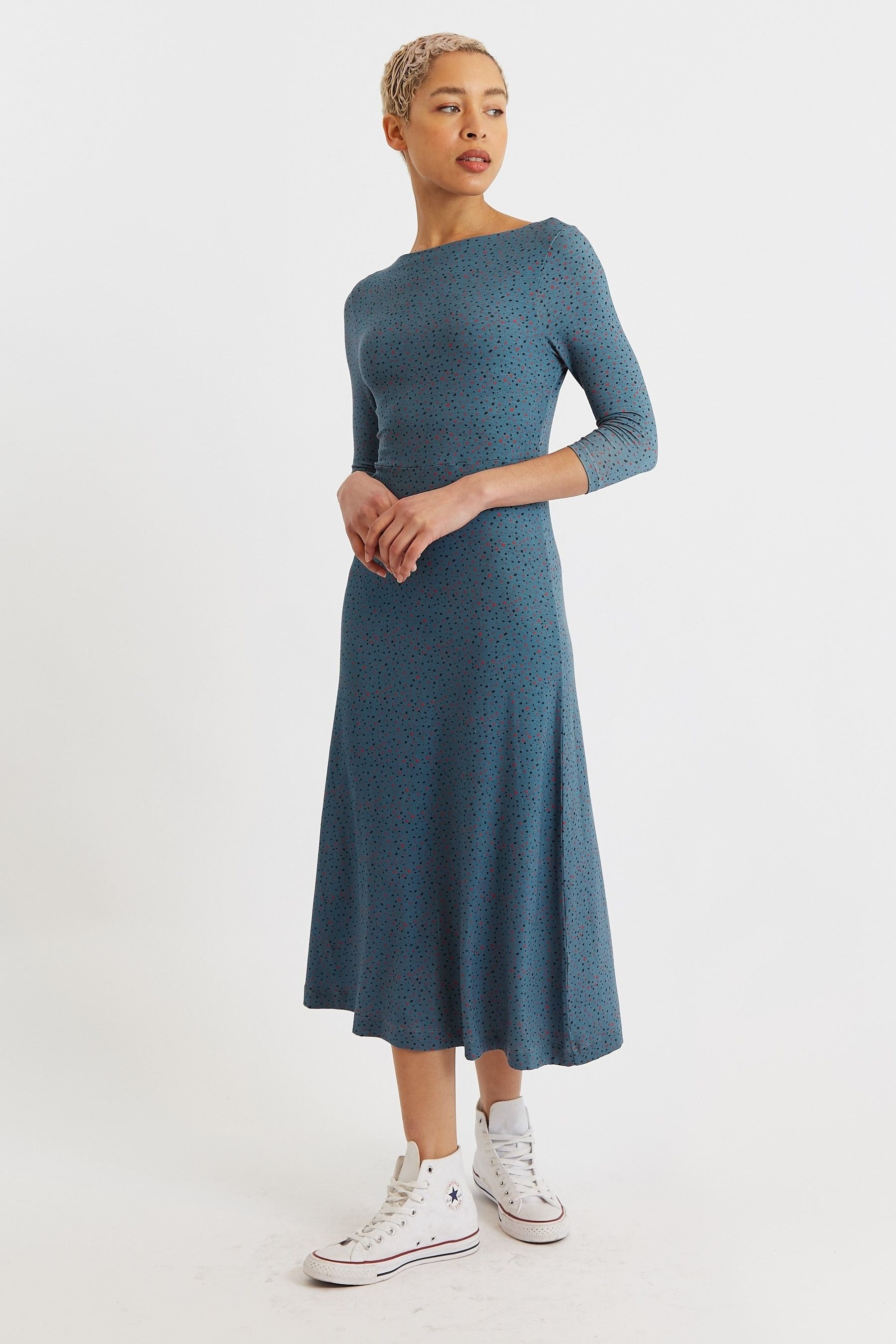 Louche Louche Women's Pheebs Firefly Print Jersey Midi Dress in Green - 4