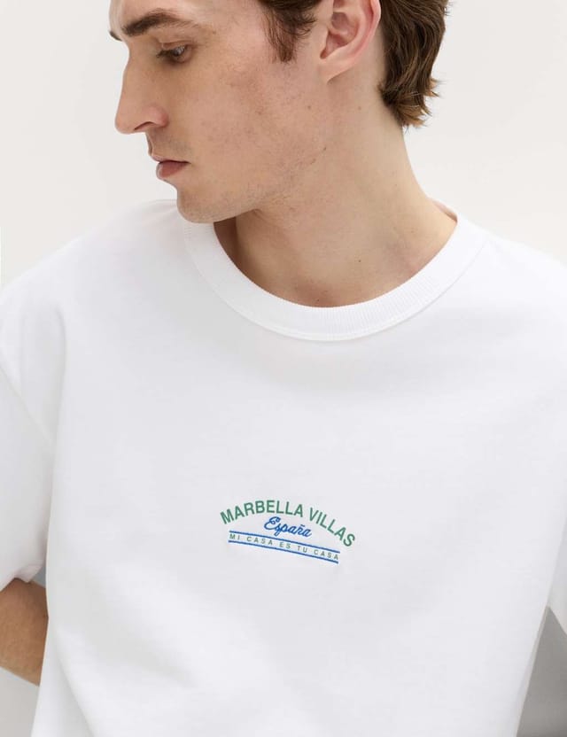 Marks & Spencer M&S Pure Cotton Marbella Villas Graphic T-Shirt White - 2