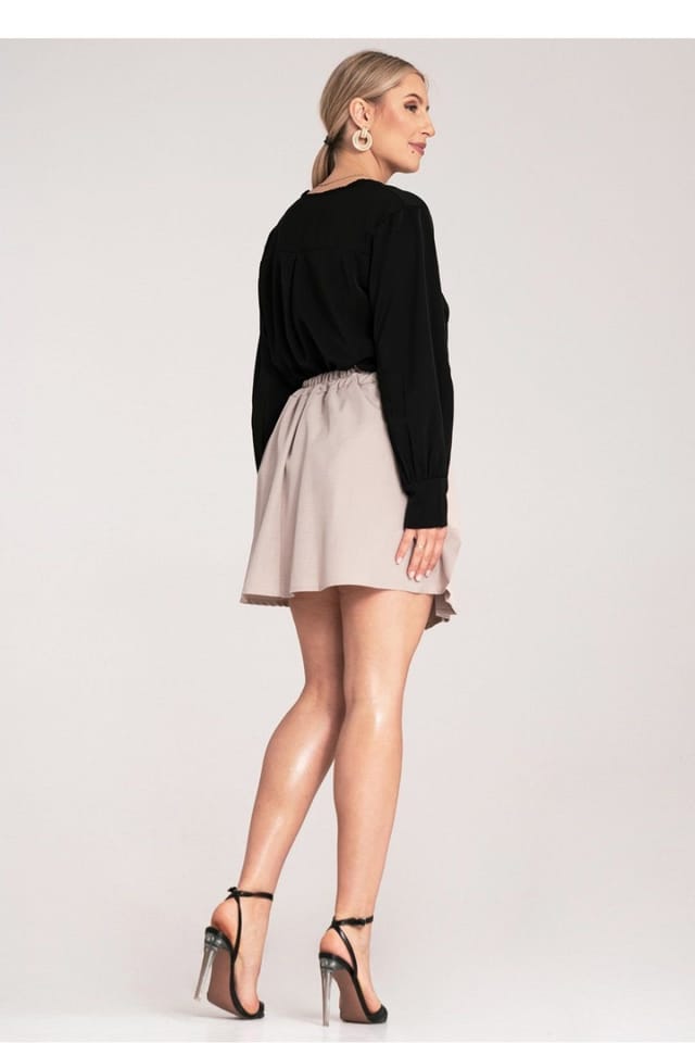 Love Lace Love Lace Women's Pleated Mini Skirt with Elastic Waistband in Beige - 3