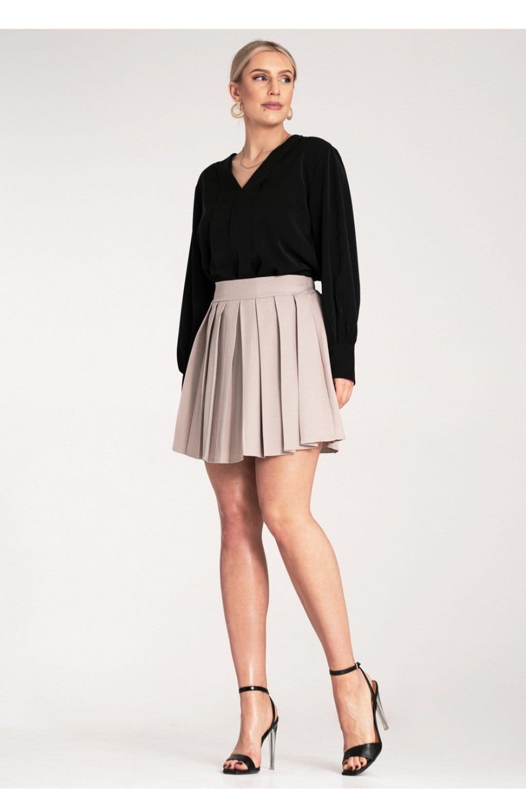 Love Lace Love Lace Women's Pleated Mini Skirt with Elastic Waistband in Beige - 4