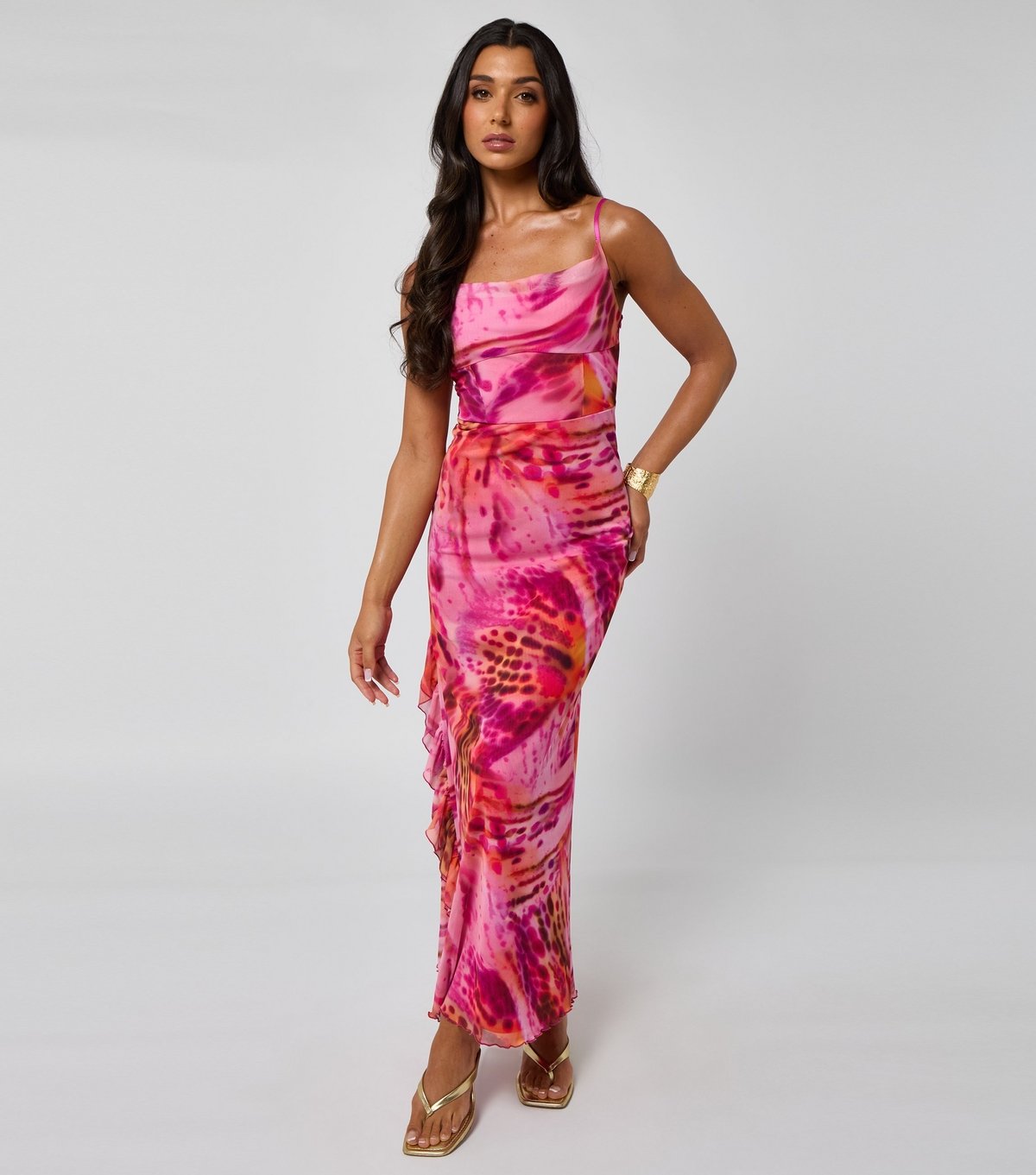 Urban Bliss Women's Pink Floral Print Ruffle Trim Maxi Dress Urban Bliss New Look - 1