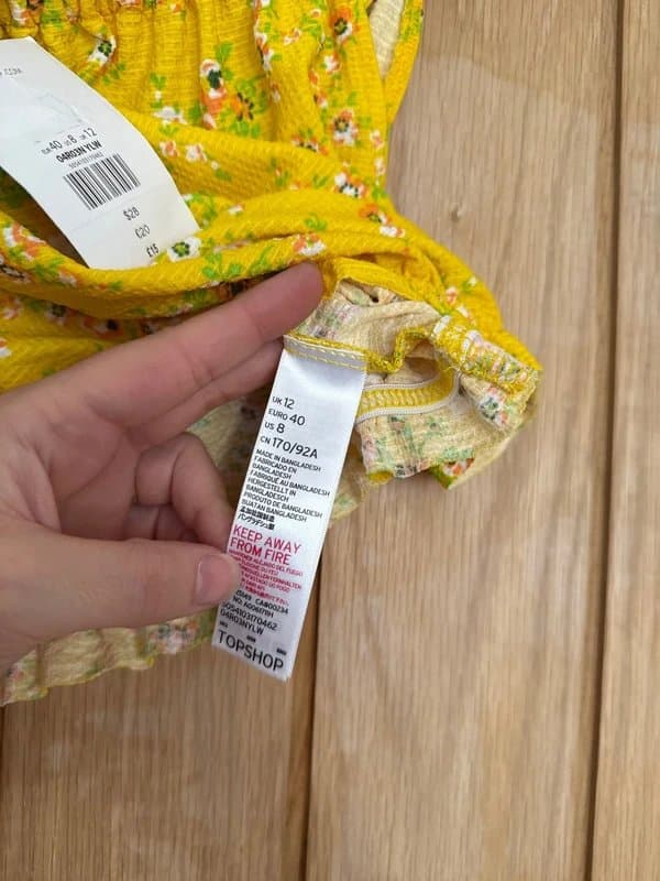 Topshop Little yellow floral crop top BNWT size 12