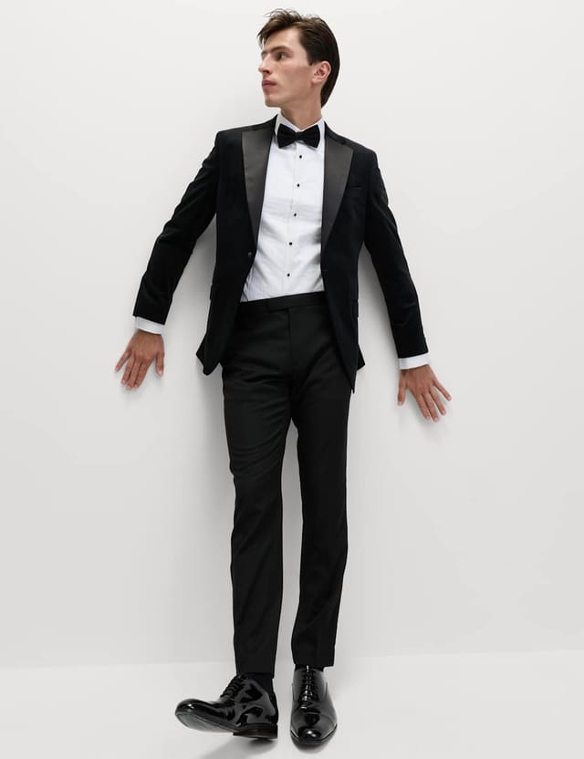 Marks & Spencer M&S Tailored Fit Velvet Blazer Black - 2