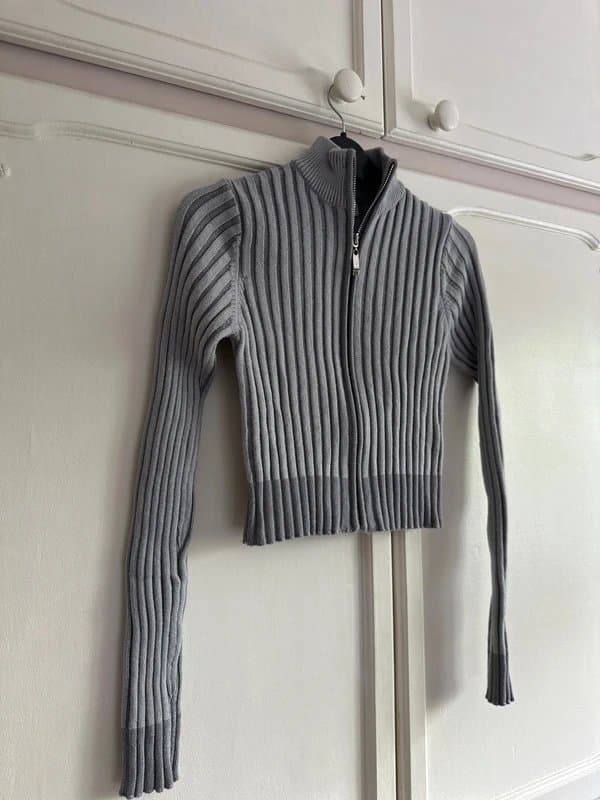 Bershka Bershka Zip Through Ribbed Jumper