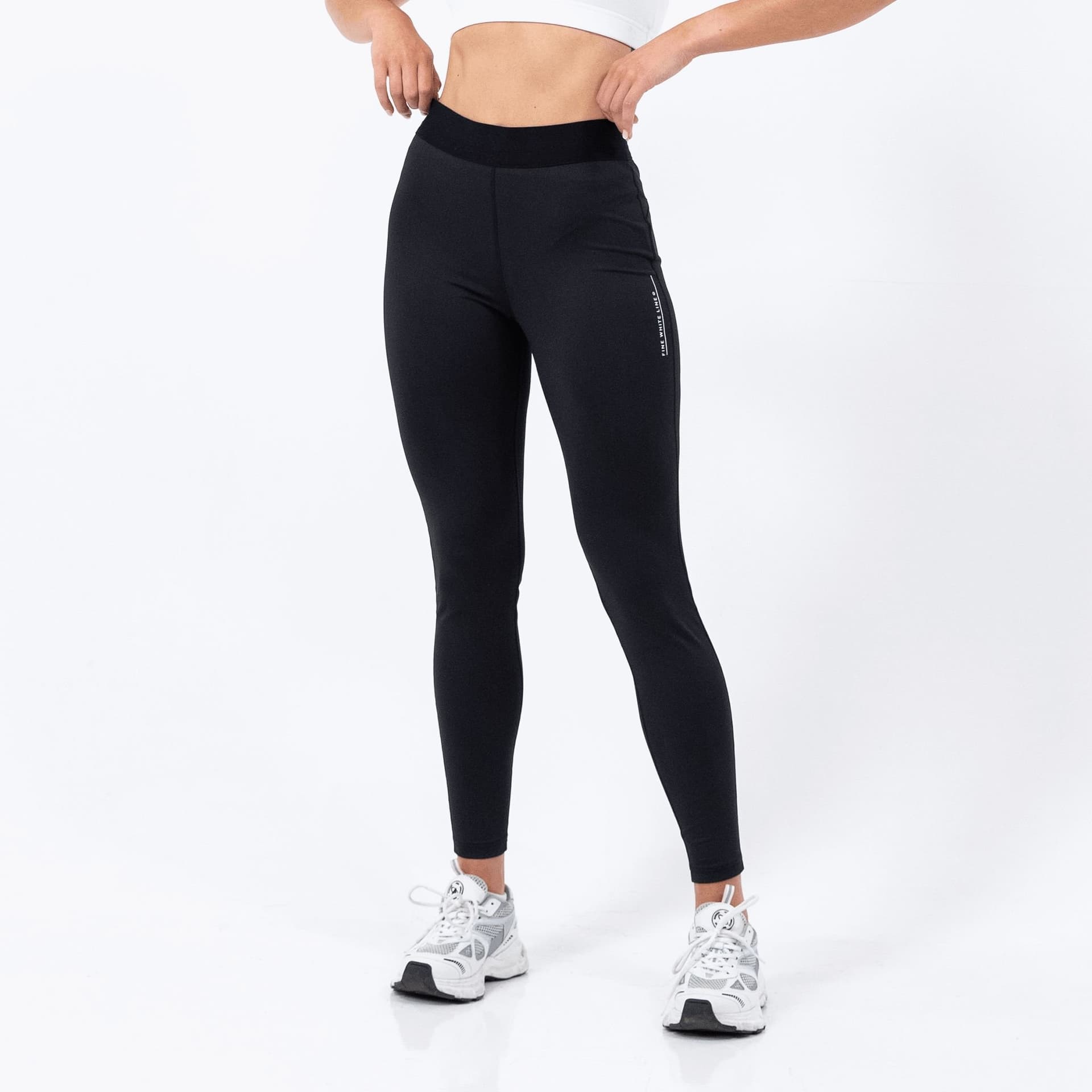 Fine White Line Fine White Line Black High-Waist Gym Leggings