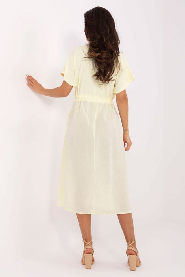 Love Lace Love Lace Women's Midi Cotton Flared Summer Dress in Yellow - 3