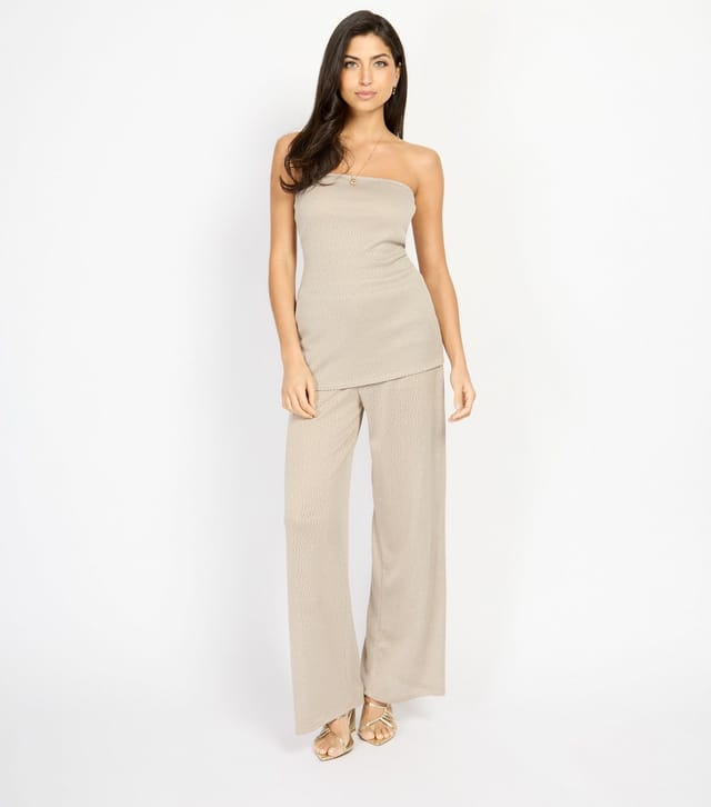 Little Mistress Women's Light Brown Open Knit Bandeau Top Little Mistress New Look - 3