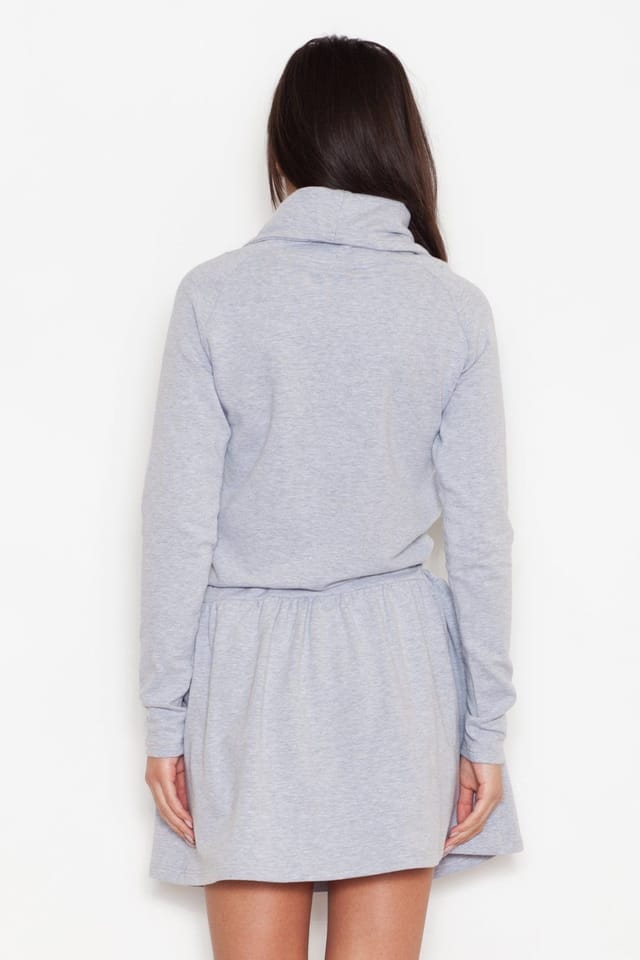 Love Lace Love Lace Women's Loose Turtleneck Long Sleeve Flared Dress Style 44715 in Grey - 3