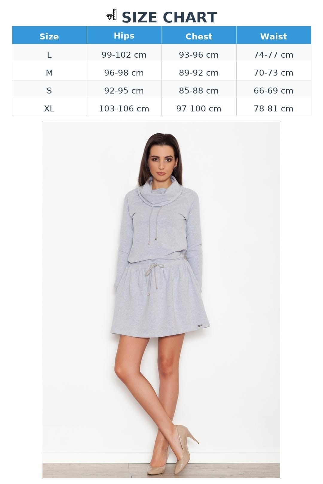 Love Lace Love Lace Women's Loose Turtleneck Long Sleeve Flared Dress Style 44715 in Grey - 4