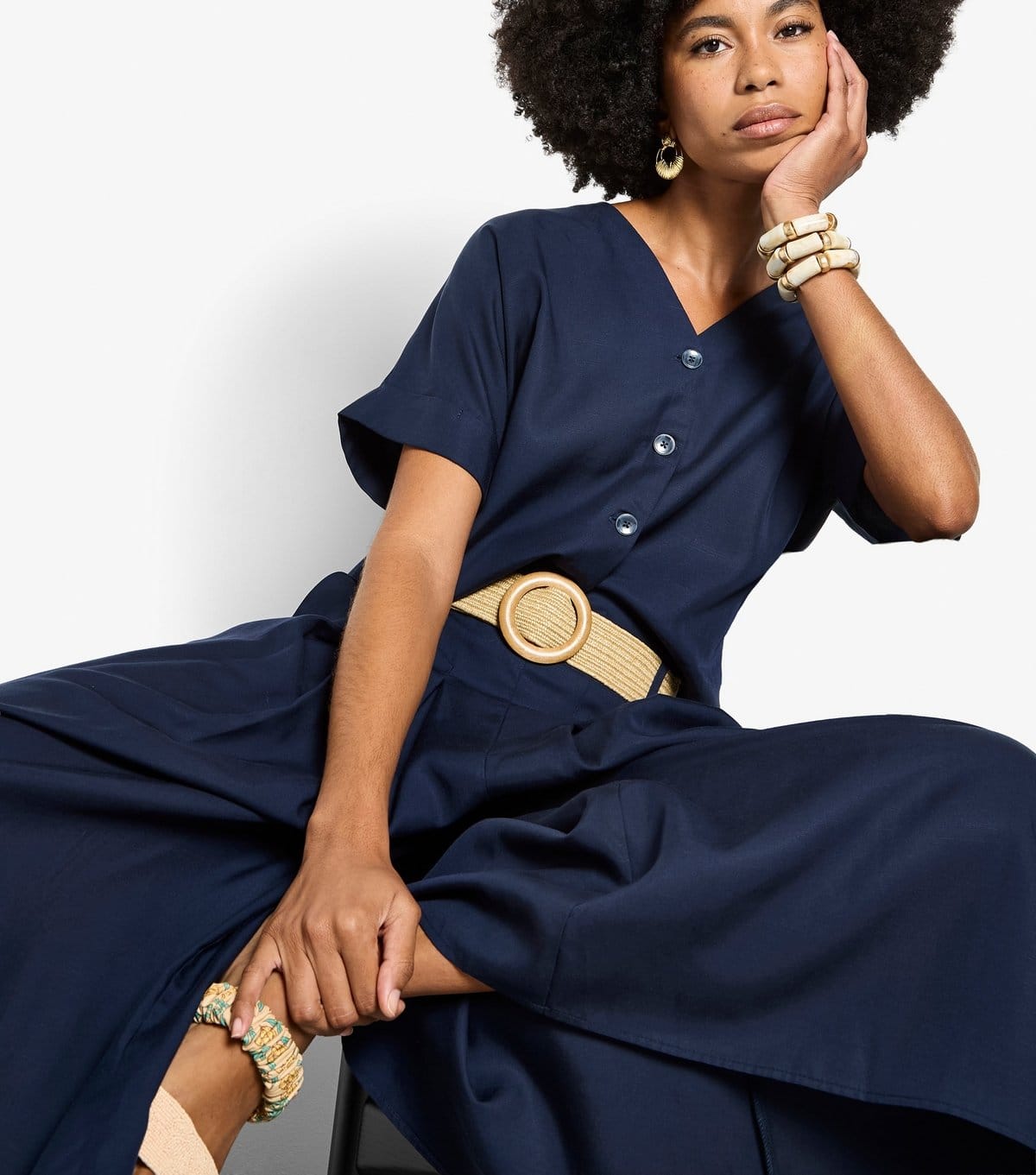 Apricot Women's Navy Wide Leg Pleated Trousers Apricot New Look - 4