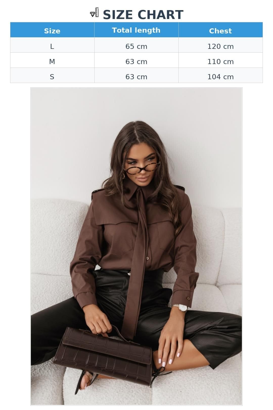 Love Lace Love Lace Women's MILO Long Sleeve Cotton Elastane Shirt Style 219512 in Brown - 4